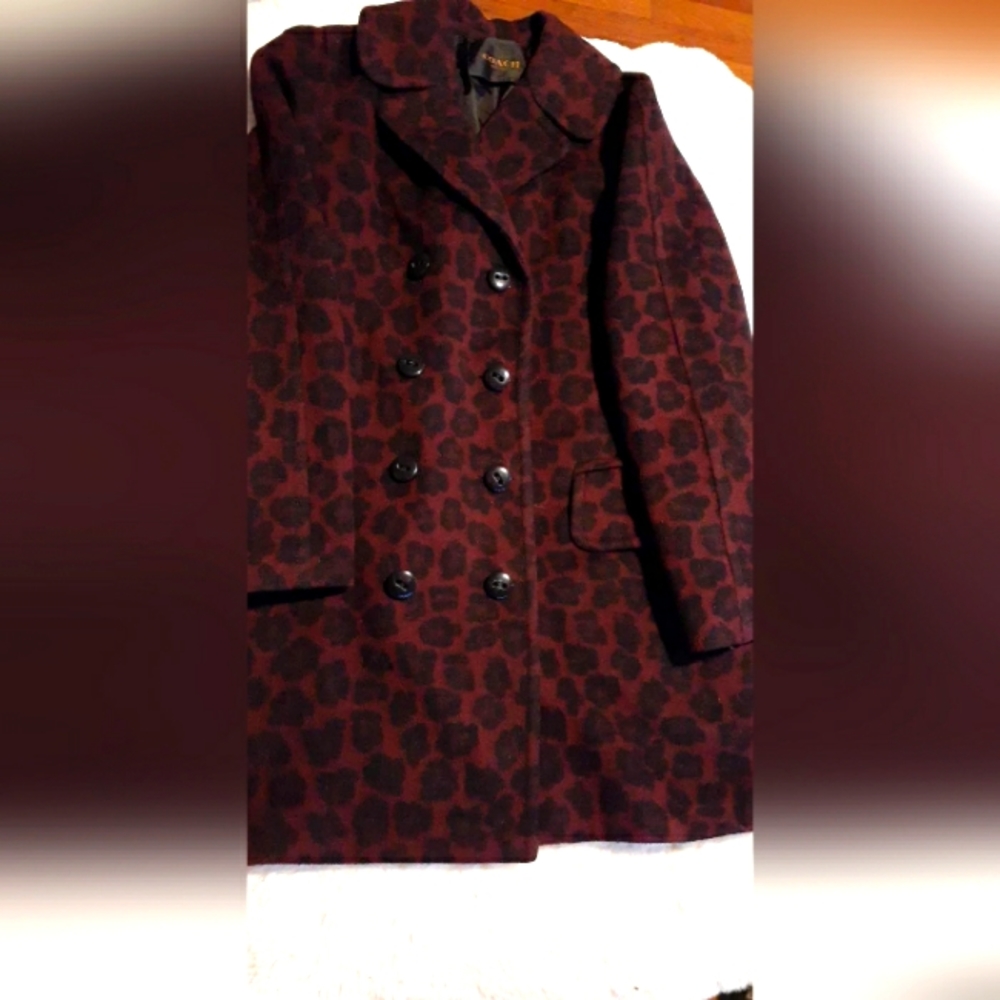 Coach wool jacket size Large. Maroon & black